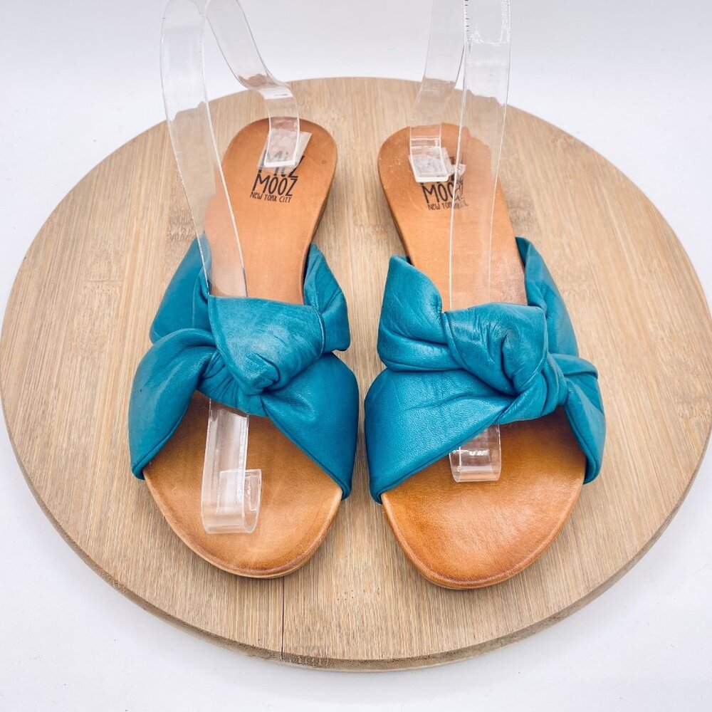 Miz Mooz Aliza Sandals Womens 7.5 38 Seafoam Green Leather Flats Slides